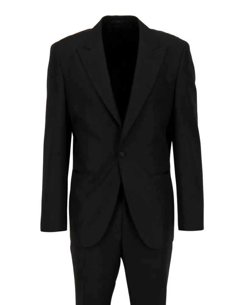 HUGO BOSS Herren Smoking aus Wolle-Seide-Mix L-HARVERS2PCSTUX-254 Slim Fit Schwarz