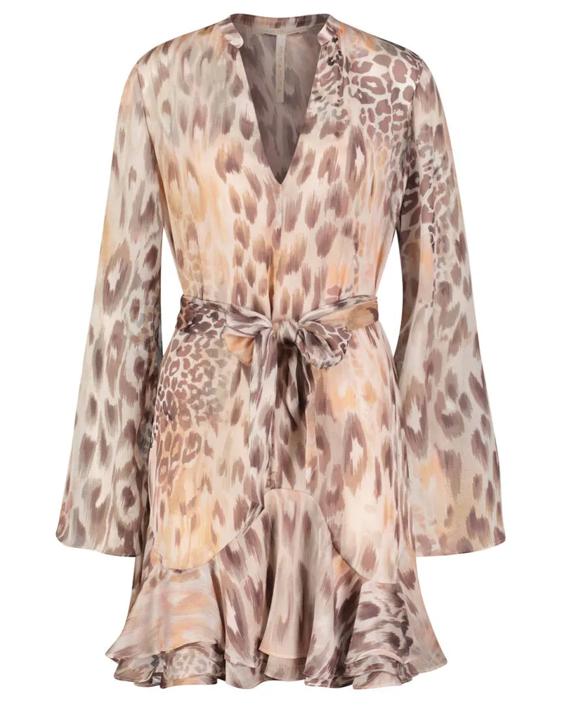 Guess Damen Chiffonkleid SIBILLA LS BELT DRESS Nude