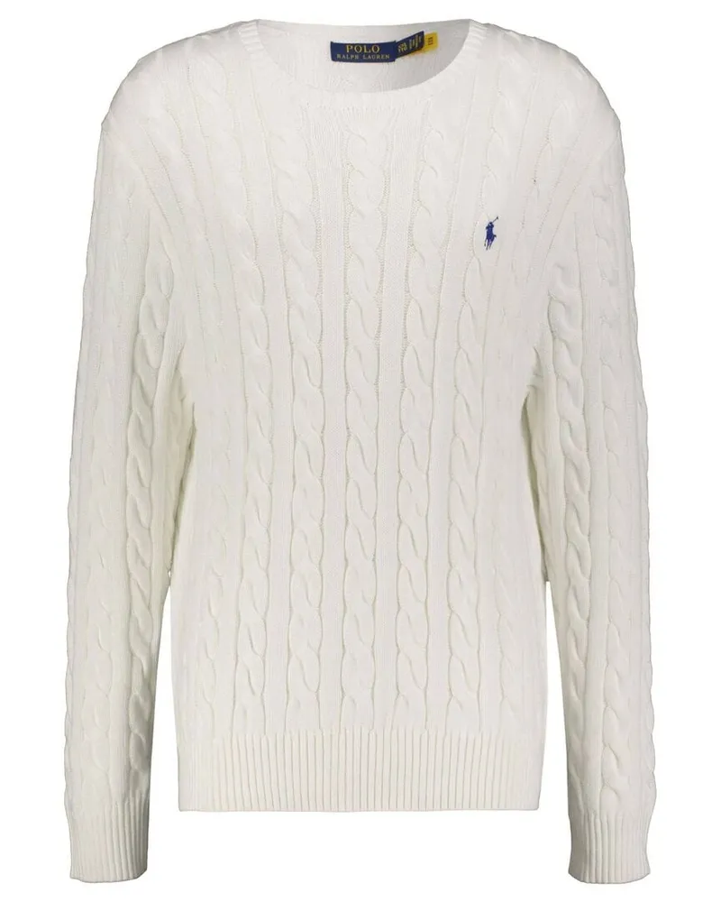 Ralph Lauren Herren Strickpullover mit Zopfmuster Weiss