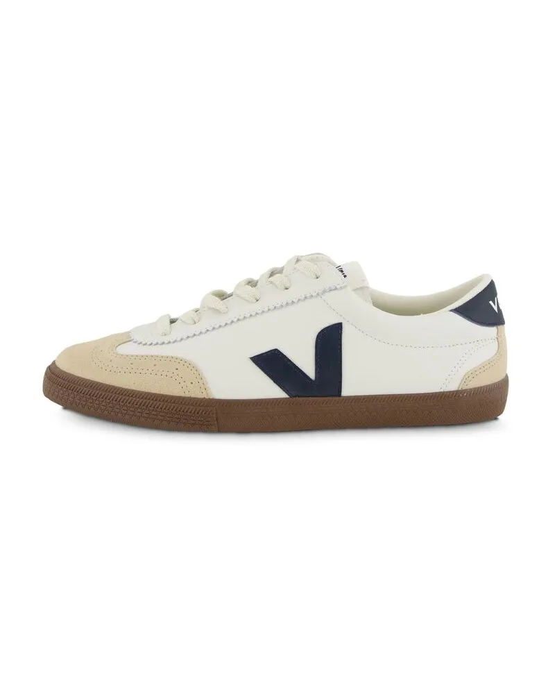 VEJA Herren Sneaker VOLLEY LEATHER WHITE NAUTICO BARK aus Rindleder Weiss