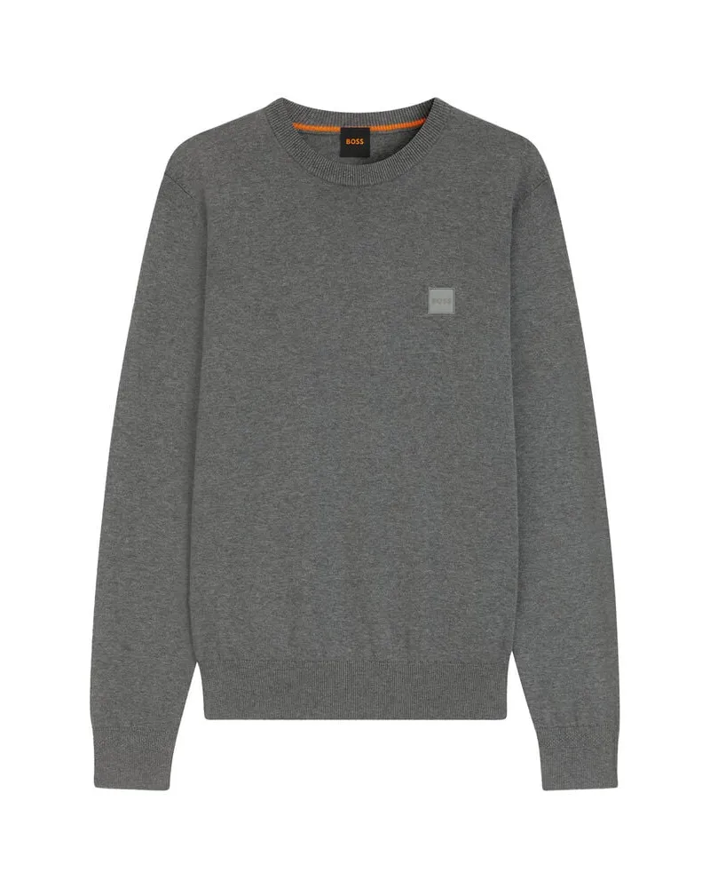 HUGO BOSS Herren Strickpullover aus Baumwolle und Kaschmir KANOVANO_S Silber