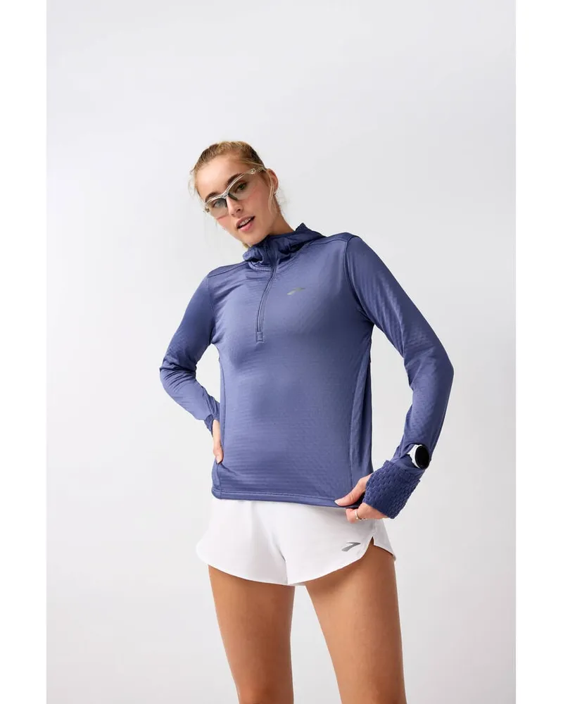 Brooks Damen Hoodie NOTCH THERMAL 3.0 Rauchblau