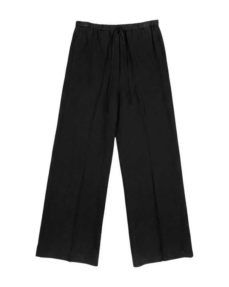 Totême Damen Hose aus Leinenmix Schwarz