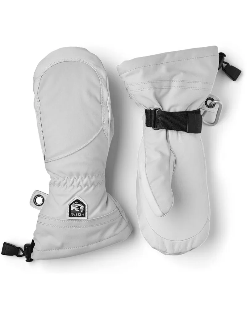 Hestra Damen Skihandschuhe HELI SKI FEMALE MITT Fausthandschuhe mit Leder Hellgrau