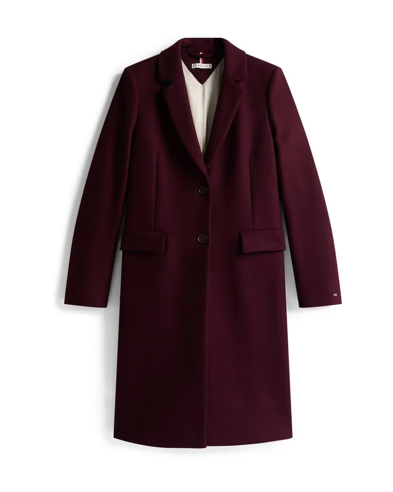 Tommy Hilfiger Damen Mantel mit Wolle und Kaschmir Bordeaux