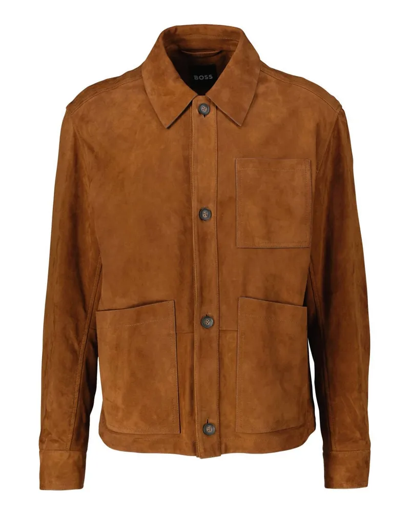 HUGO BOSS Herren Lederjacke C-MARKUEDO Braun