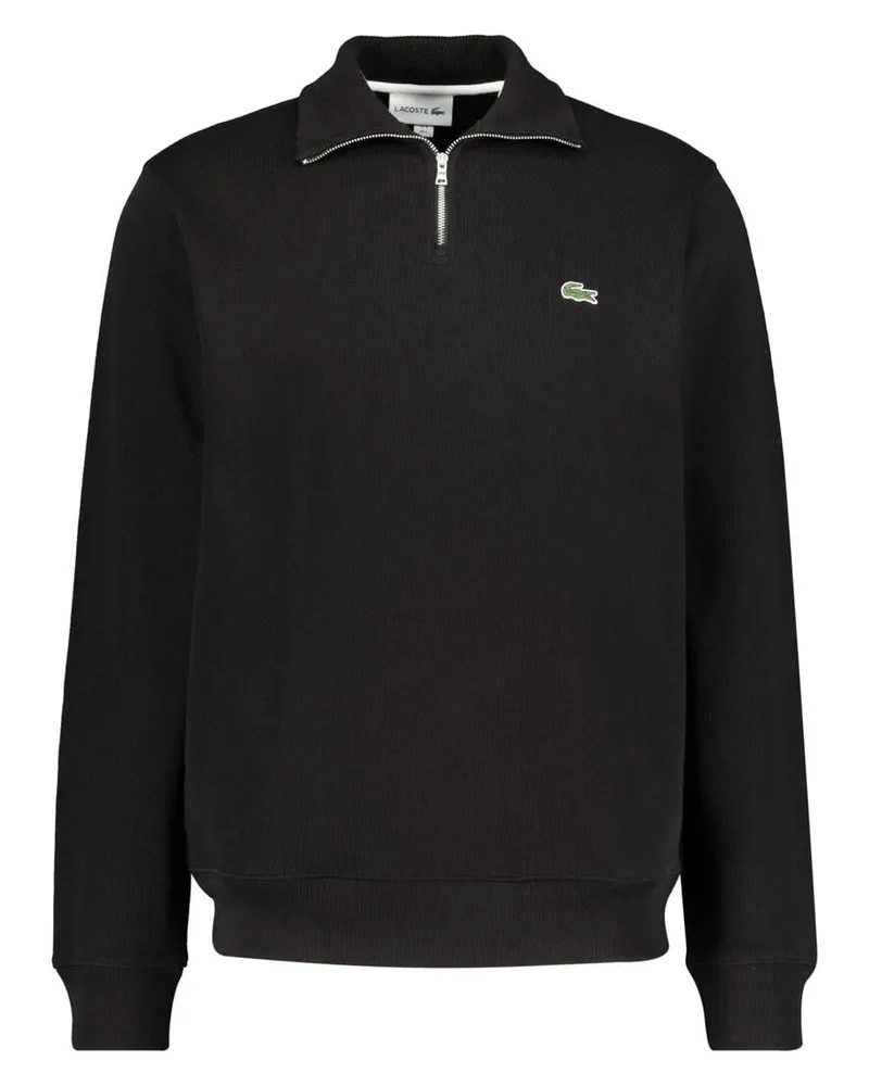 Lacoste Herren Sweatshirt mit Troyerkragen Schwarz