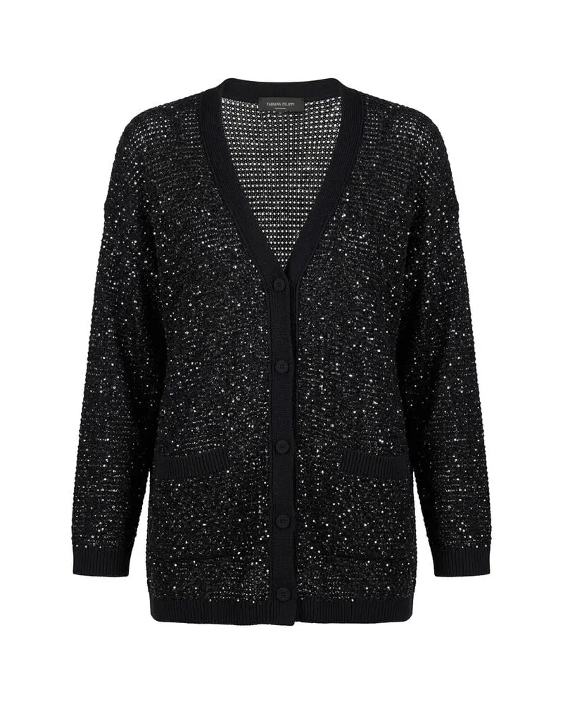 Fabiana Filippi Damen Strickjacke mit Pailletten Marine