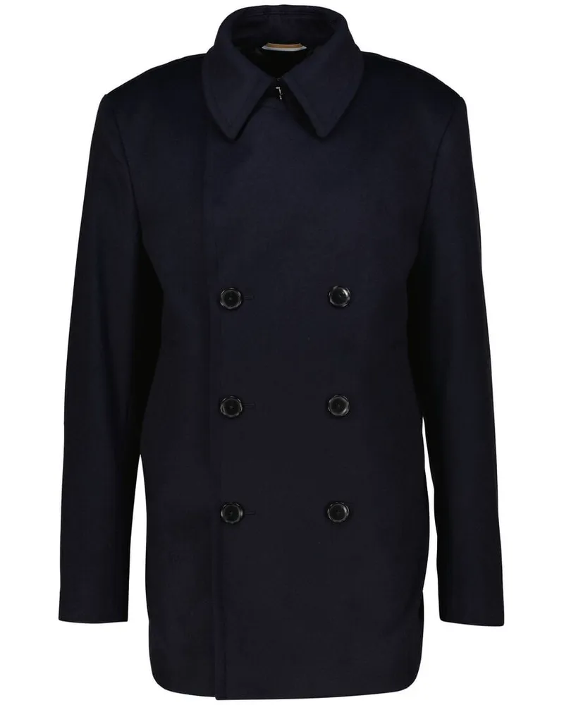 HUGO BOSS Herren Kurzmantel aus Wolle und Kaschmir H-HYDE-PCOAT-254 Slim Fit Marine