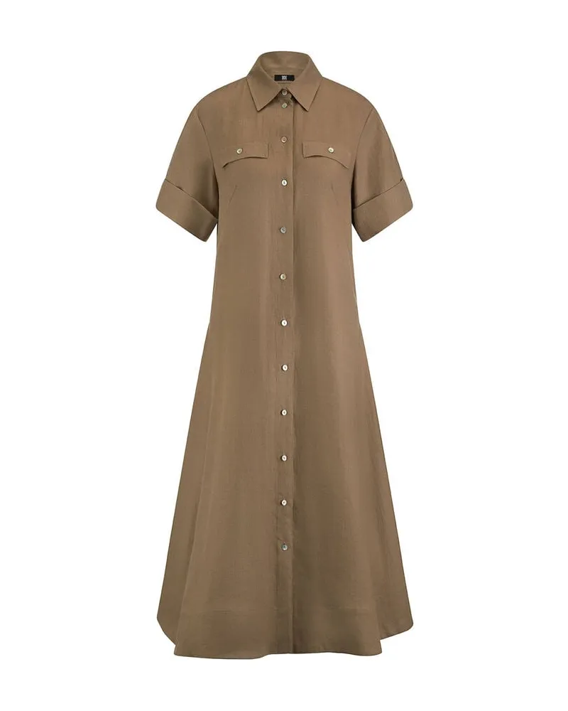Riani Damen Kleid aus Leinen Braun
