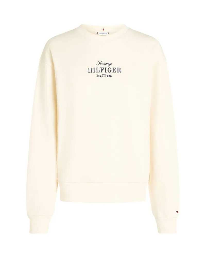 Tommy Hilfiger Damen Sweatshirt mit Logostickerei Offwhite