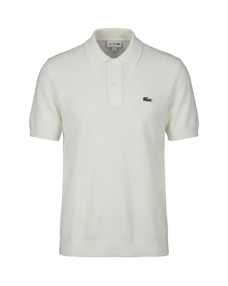 Lacoste Herren Strickpolo aus Baumwolle Offwhite