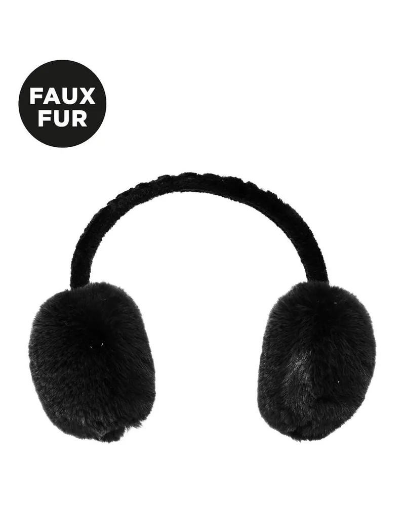 GOLDBERGH Damen Ohrwärmer aus Kunstfell FLUFFY Schwarz