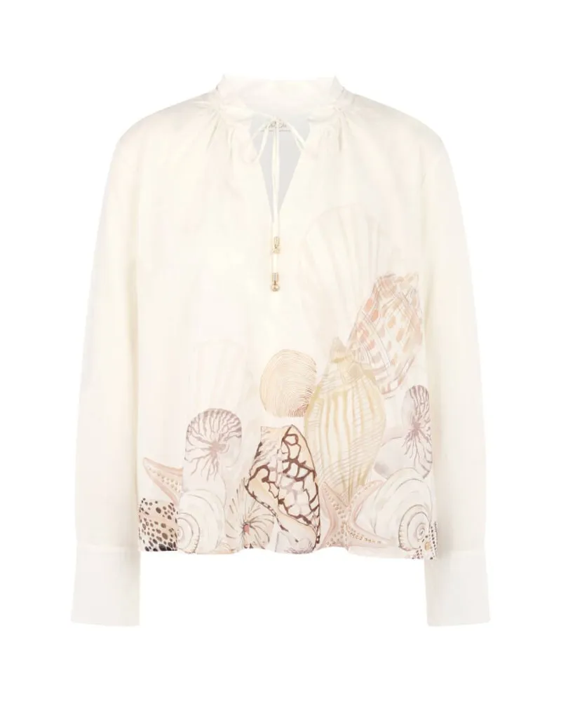 Marc Cain Damen Tunika aus Baumwolle Weiss