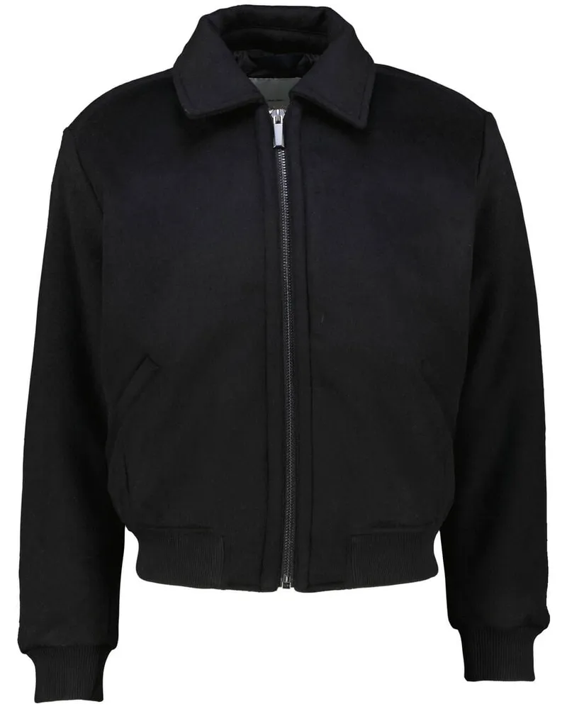 Calvin Klein Herren Winterjacke mit Wolle und Daunenwattierung WOOL BLEND PADDED BOMBER JACKET Schwarz