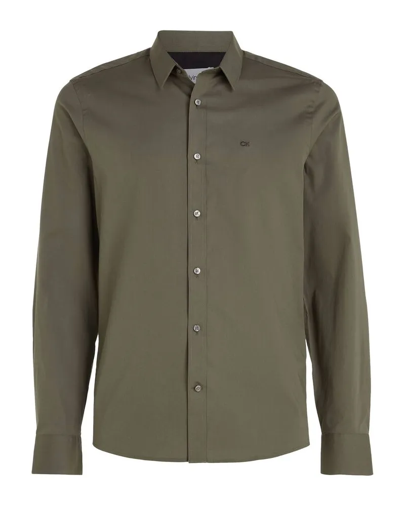 Calvin Klein Herren Hemd Slim Fit Oliv