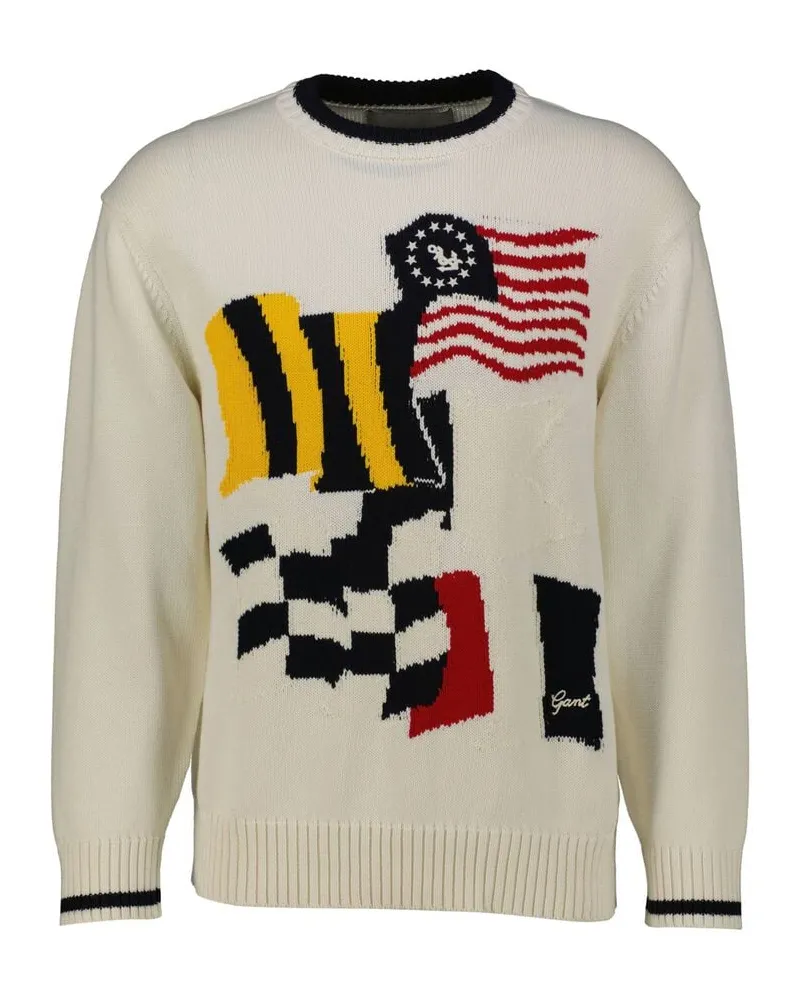 Gant Herren Pullover aus Baumwolle Relaxed Fit Offwhite