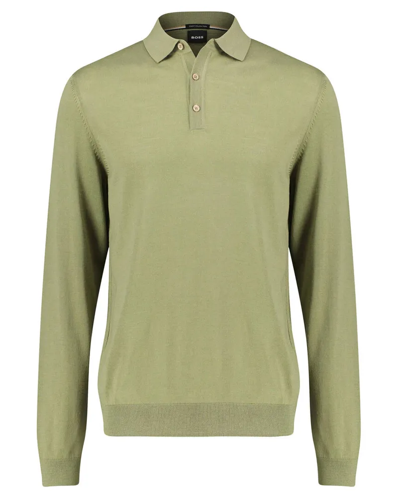 HUGO BOSS Herren Polopullover aus Schurwolle LANCIONE Grün