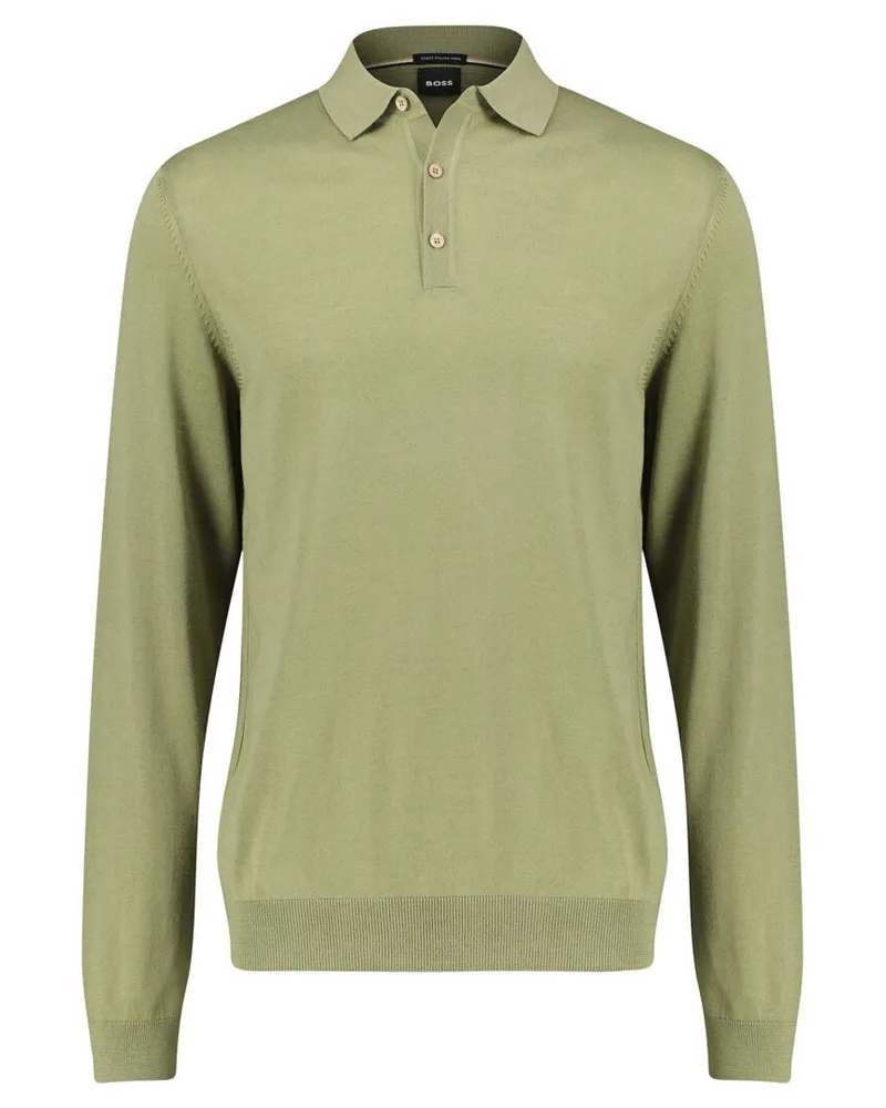 HUGO BOSS Herren Polopullover aus Schurwolle LANCIONE Grün