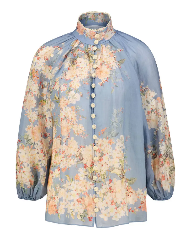Zimmermann Damen Bluse CASCADIAN BILLOW BLOUSE Bleu
