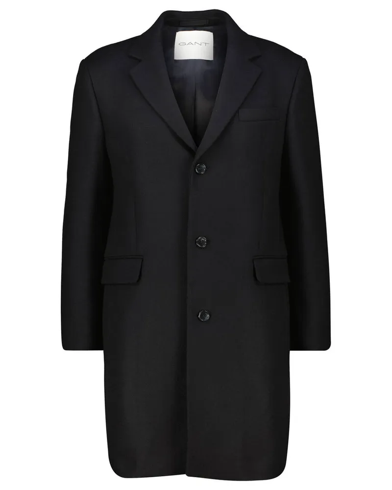 Gant Herren Mantel mit Wolle und Kaschmir Schwarz