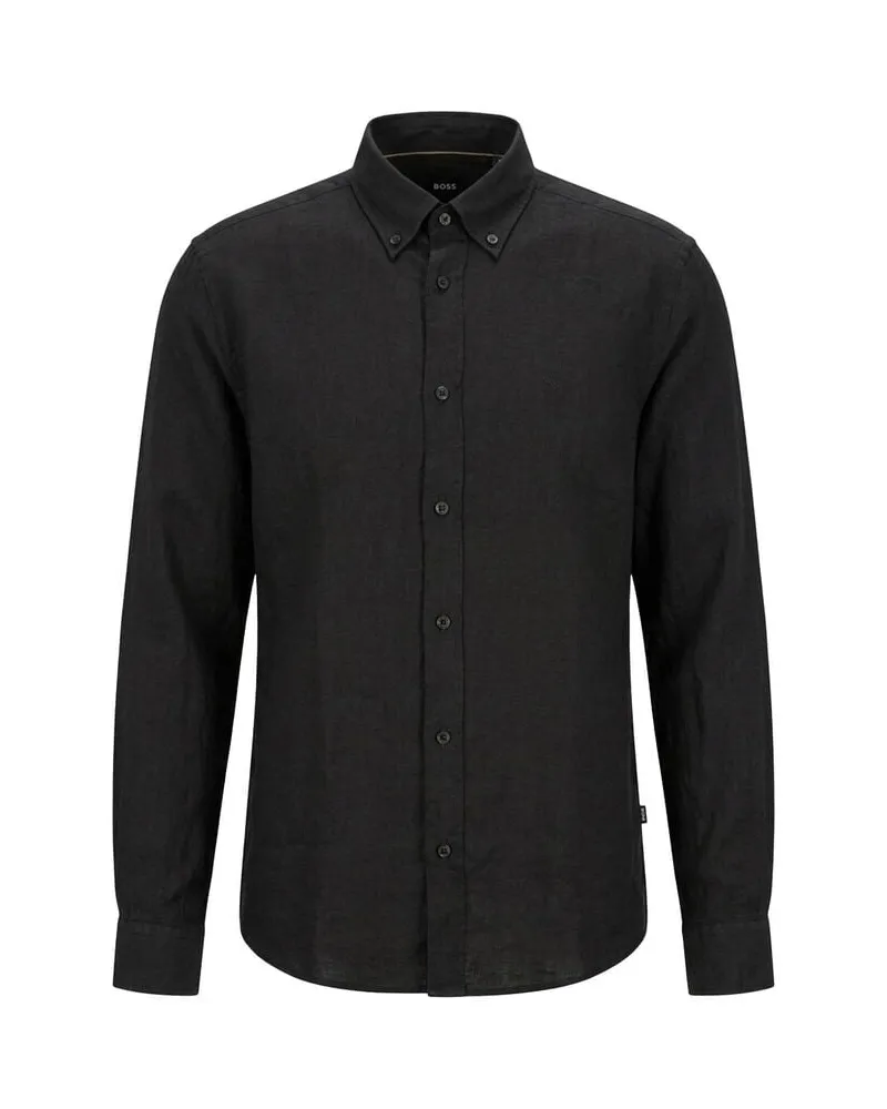 HUGO BOSS Herren Hemd H-LIAM Regular Fit Schwarz