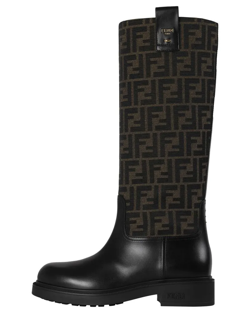 Fendi Damen Stiefel mit Kalbsleder FILO Schwarz