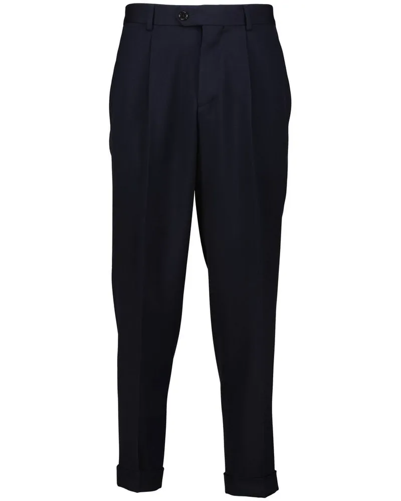 HUGO BOSS Herren Hose wasserabweisende Schurwolle L-PEET-PLEAT Marine