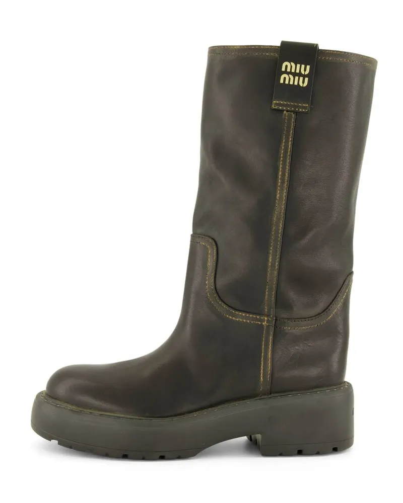 Miu Miu Damen Schuhe SUEDE BOOTS aus Leder Schwarz
