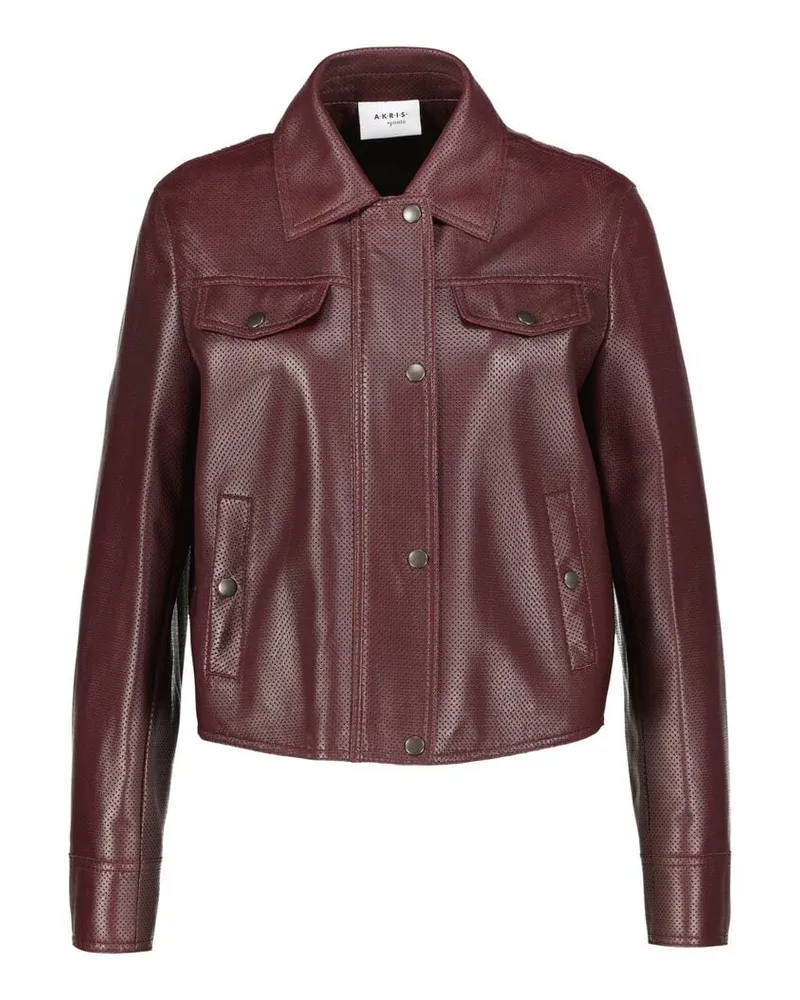 Akris Damen Lederjacke aus Lammnappa PIN DOT Bordeaux