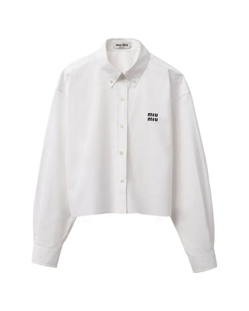 Miu Miu Damen Bluse aus Popeline Weiss