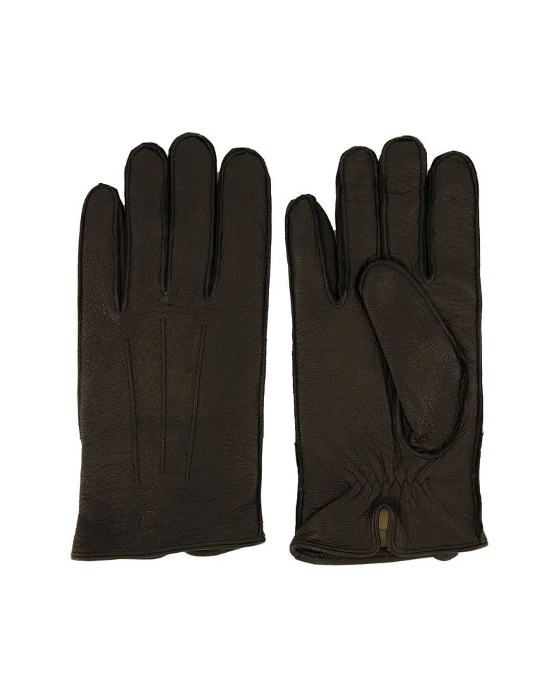 Gant Herren Lederhandschuhe mit Kaschmir-Woll-Futter Schwarz