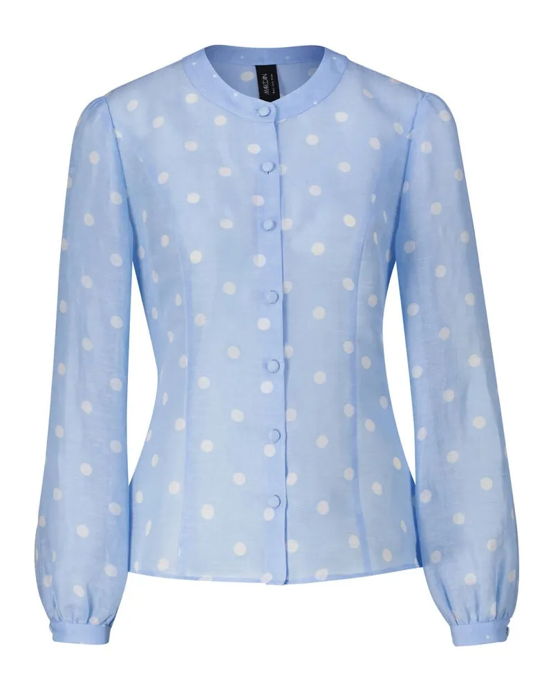 Marc Cain Damen Bluse aus Leinen und Seide Bleu