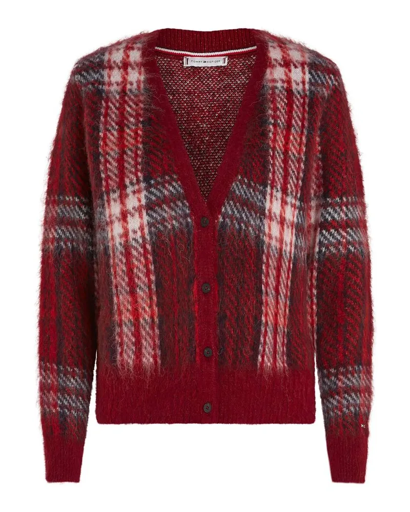 Tommy Hilfiger Damen Strickjacke mit Wolle Rot