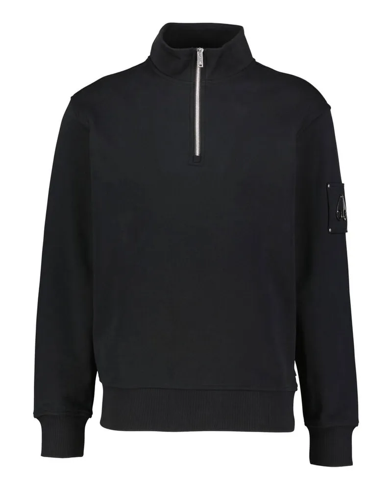 Moose Knuckles Herren Sweatshirt aus Baumwolle HARTSFIELD 1/4 ZIP Schwarz