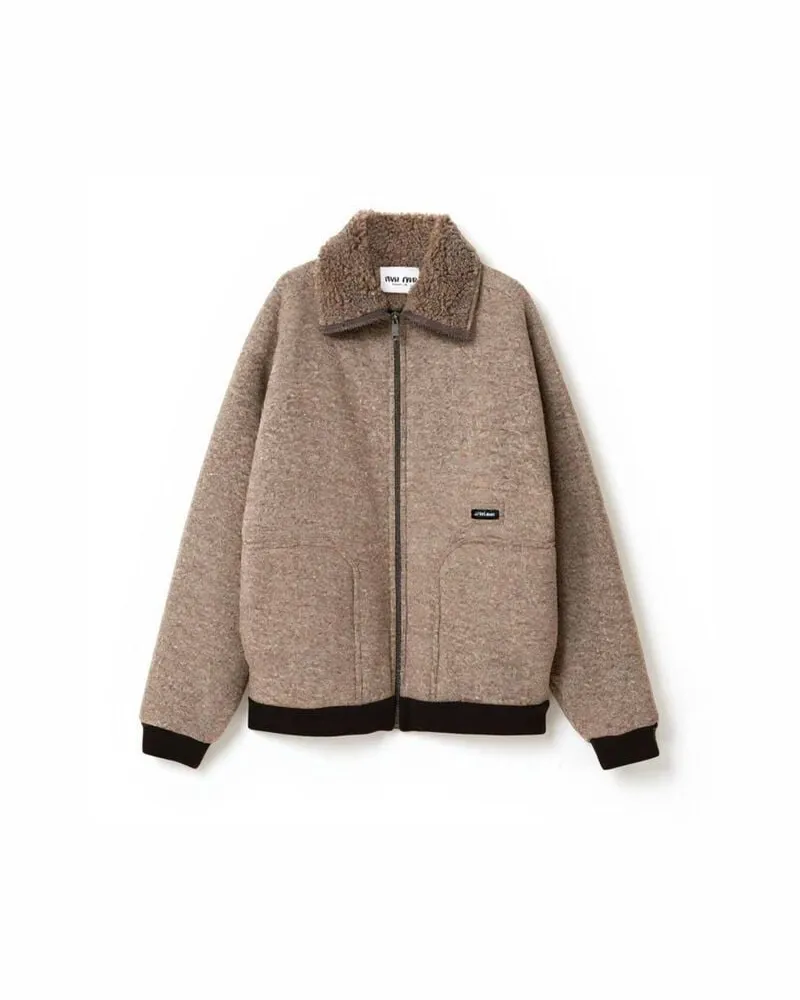 Miu Miu Damen Fleecejacke aus Wollmischung PILE Sand