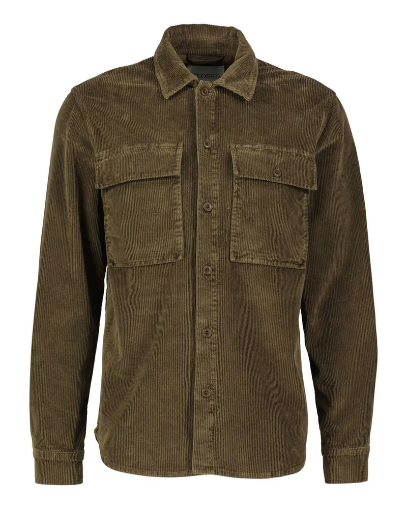 Closed Herren Hemd aus Cord UTILITY Grün