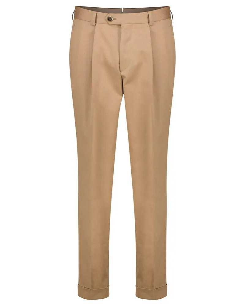 HUGO BOSS Herren Hose aus Baumwoll-Mix L-PEET-PLEAT-241 Nougat
