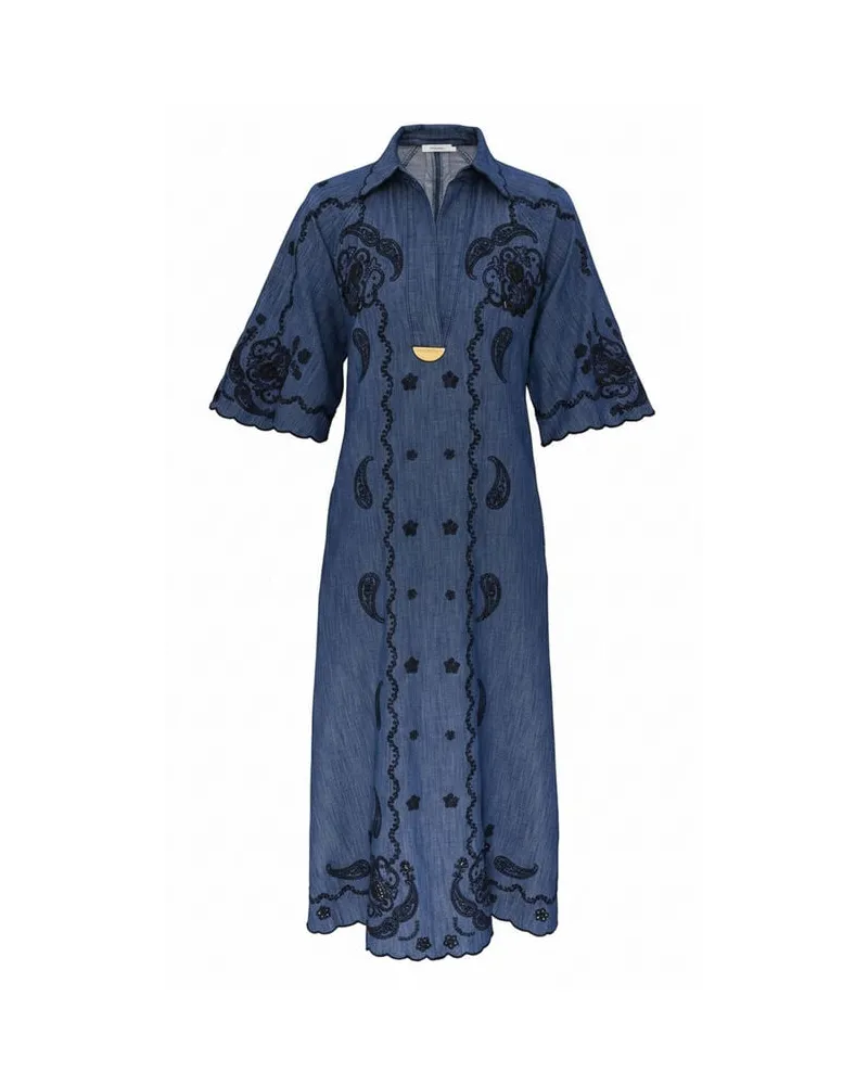 Zimmermann Damen Kleid ASTER EMBROIDERED DENIM Blue