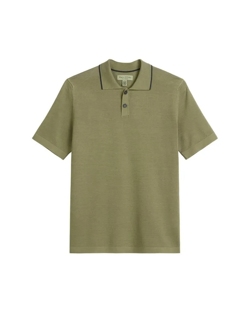 Marc O'Polo Herren Strickpoloshirt aus Bio-Baumwolle Oliv