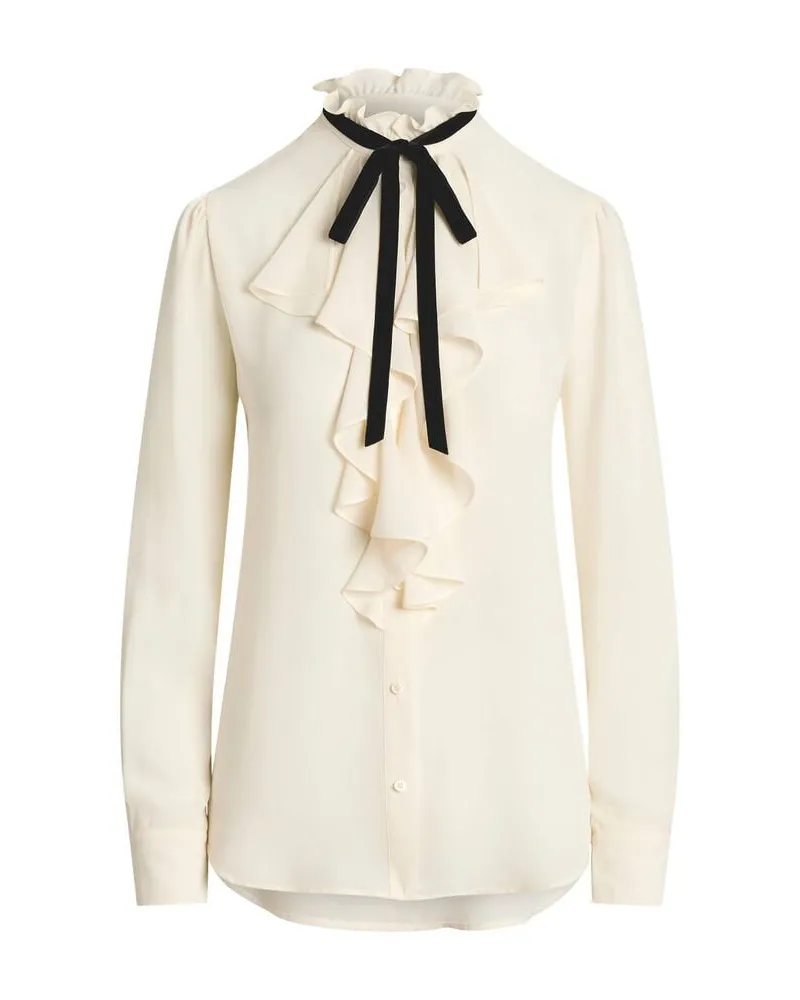 Ralph Lauren Damen Bluse mit Rüschen Weiss