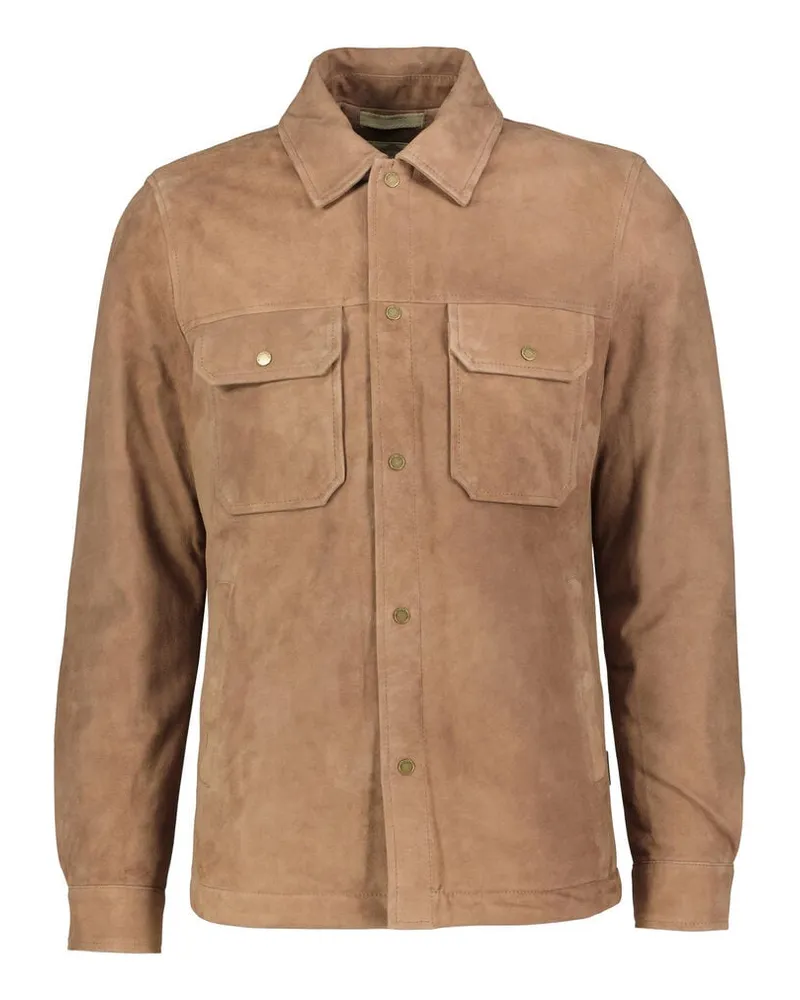 Woolrich Herren Lederjacke SUEDE ALASKAN OVERSHIRT Camel