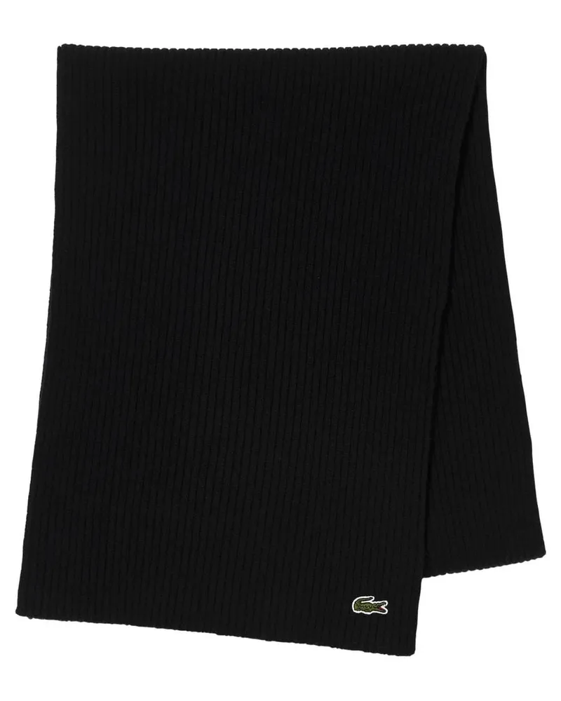 Lacoste Strickschal aus Wolle Schwarz
