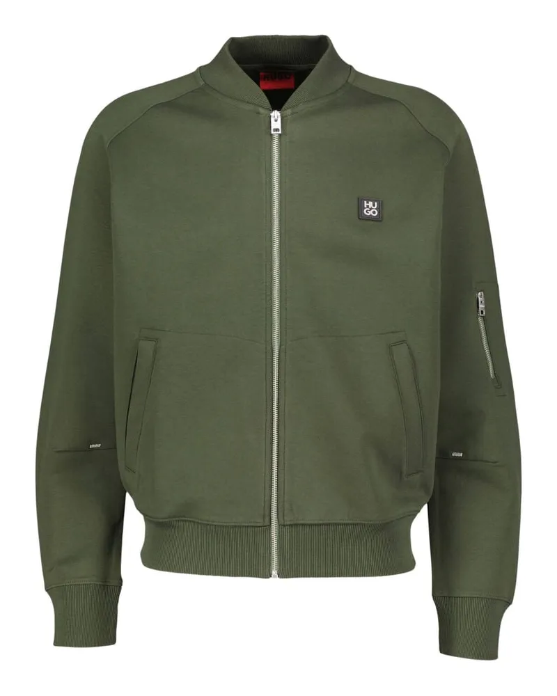 HUGO BOSS Herren Sweatjacke DARGENZIP Oversized Fit Dunkelgrün