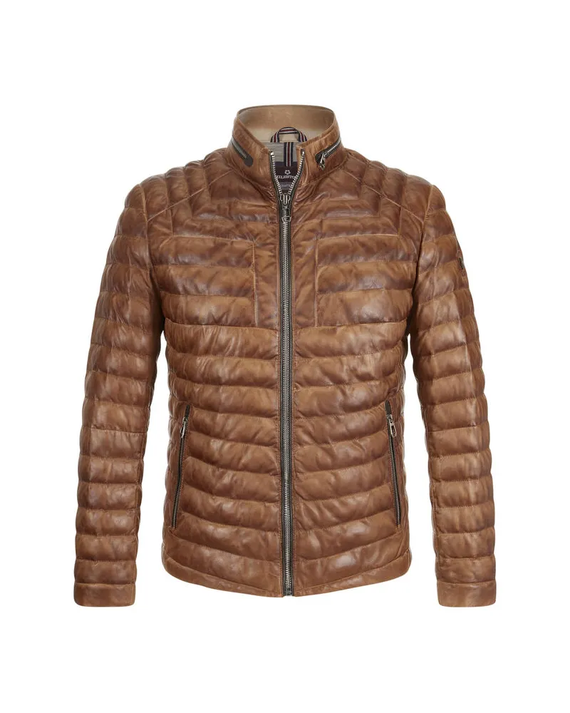 Milestone Herren Lederjacke MSMALIK Gerader Schnitt aus Leder Braun