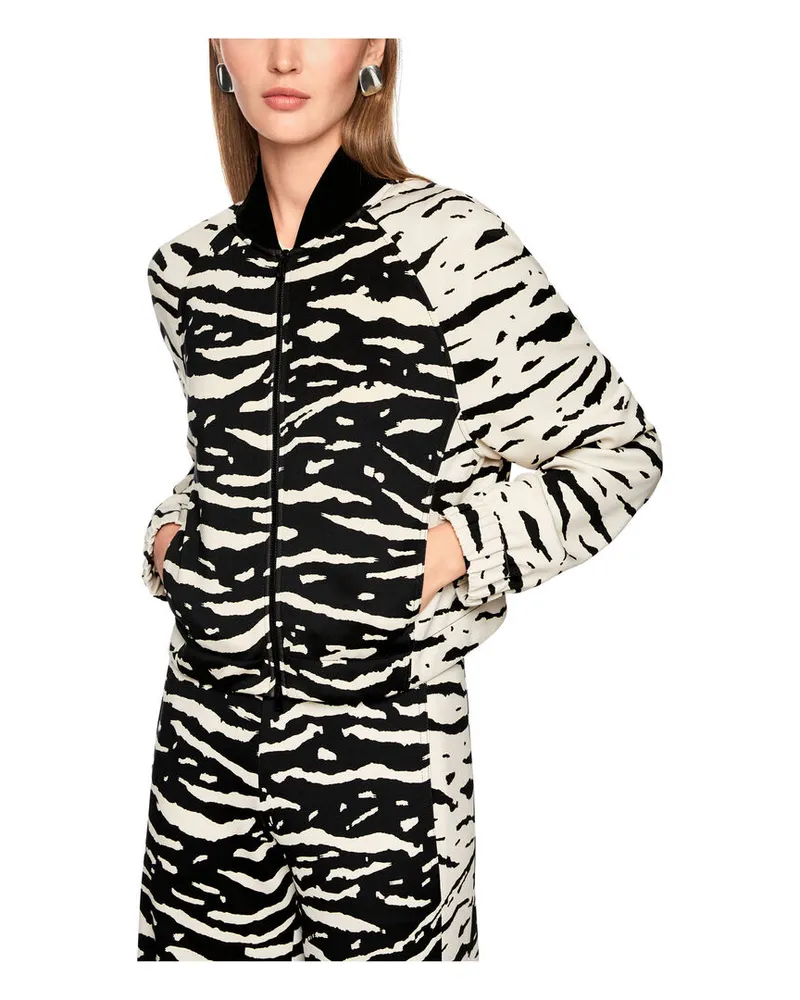 Marc Cain Damen Blouson mit Animal Print Schwarz