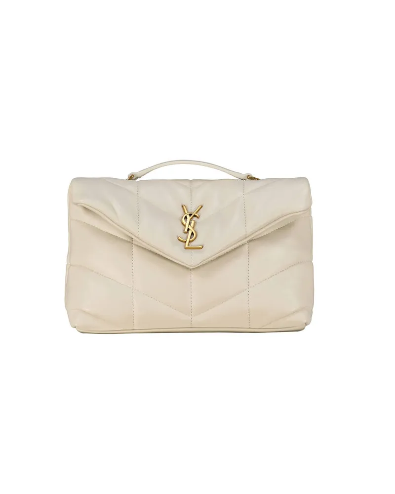 Saint Laurent Damen Schultertasche LOULOU PUFFER MINI Offwhite