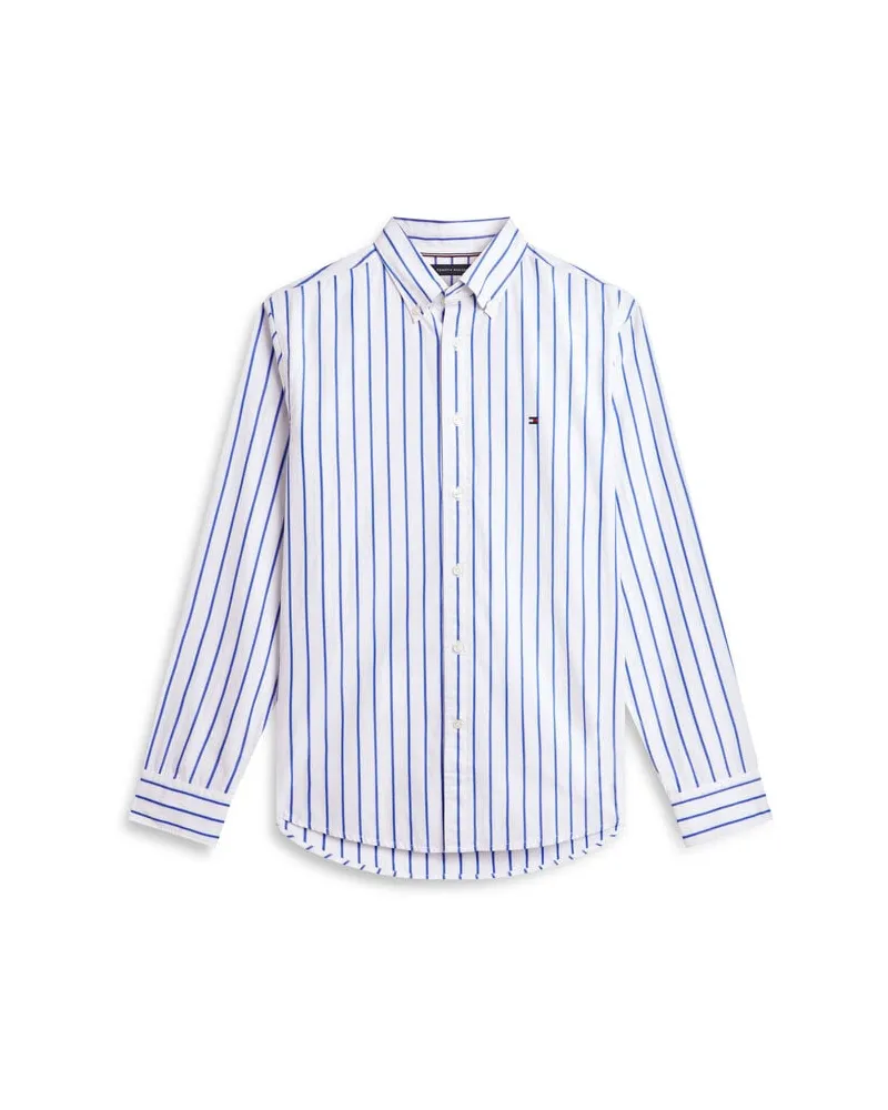Tommy Hilfiger Herren Hemd FLEX POPLIN BOLD STRIPE Regular Fit Bleu