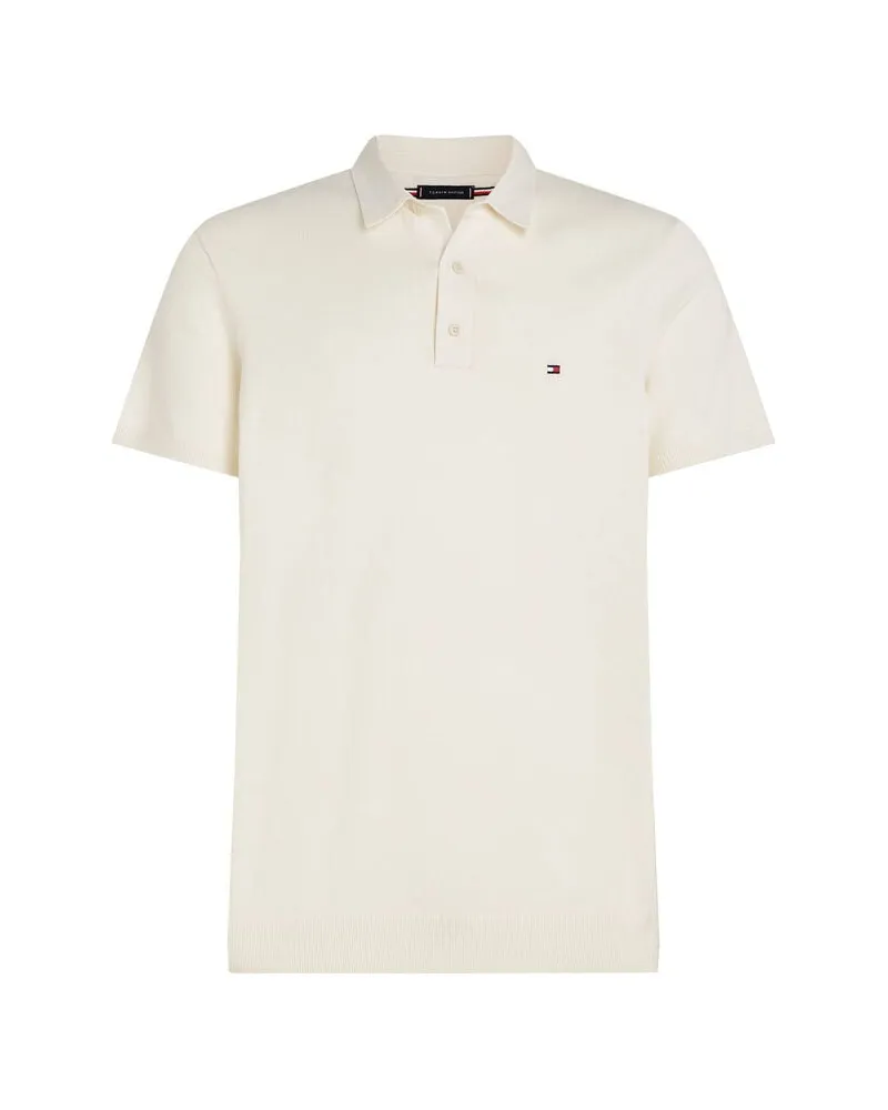 Tommy Hilfiger Herren Strick-Poloshirt ESSENTIAL COTTON KNITTED POLO Offwhite