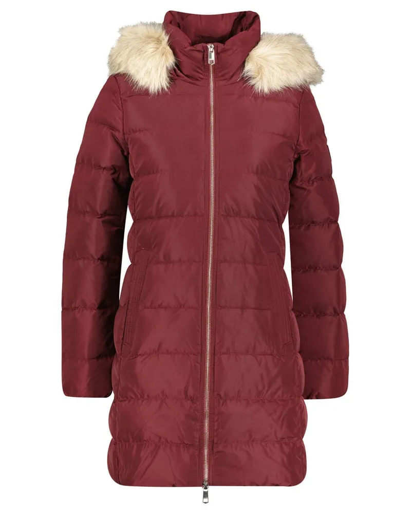 Tommy Hilfiger Damen Daunenmantel mit Kapuze HERITAGE DOWN TYRA COAT WITH FUR Bordeaux